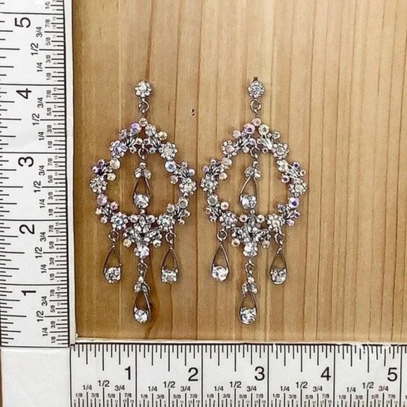 SOLD Fabulous Bridal Pageant Formal AB Crystal Chandelier Earrings - Picture 7 of 7